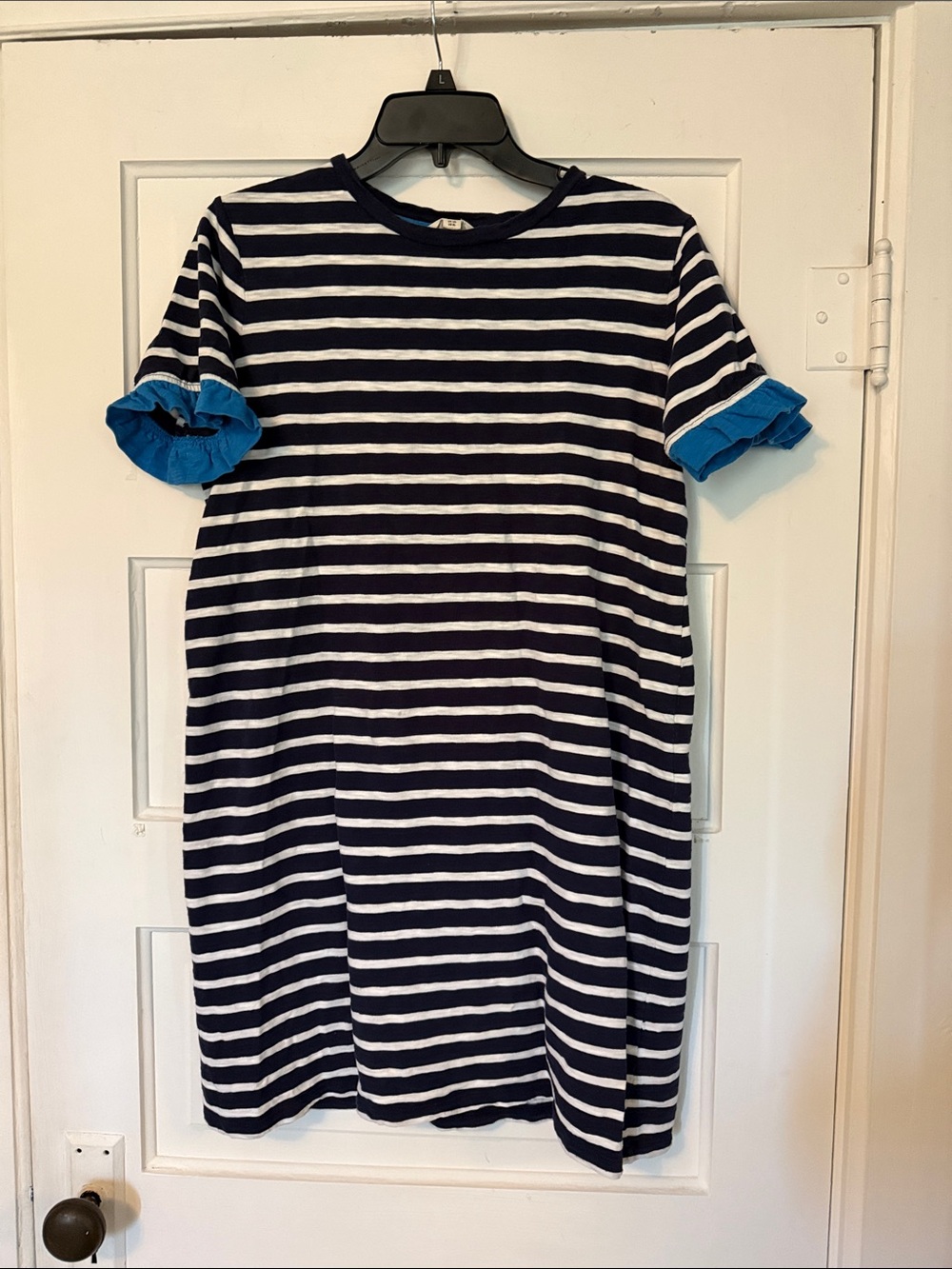 Boden Emily Jersey Dress Ivory Navy Stripe Size 8L